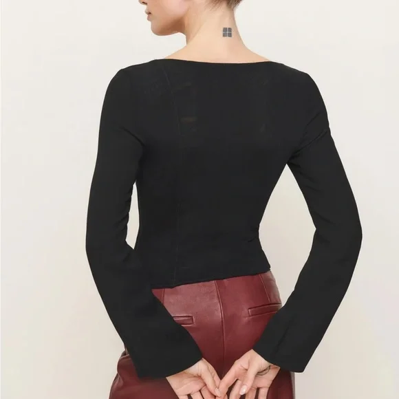 Reformation Amina Mesh Corset Long Sleeve Top - Picture 3 of 8
